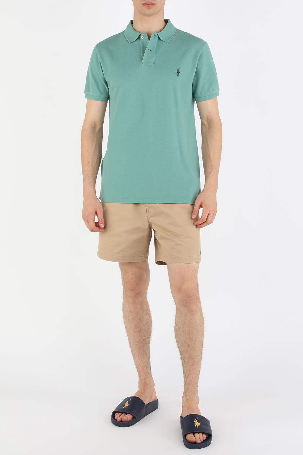 Knit Sleeve Cotton Polo Shirt in Green POLO RALPH LAUREN
